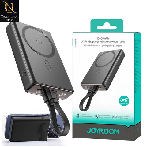 Joyroom JR-PBM01 20W 10000mAh Power Bank with Built-in Cable & Kickstand - Black