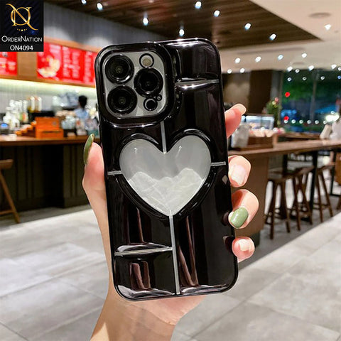 iPhone 15 Pro Max - Silver -  Electroplating 3D Hollow Love Heart Soft Case