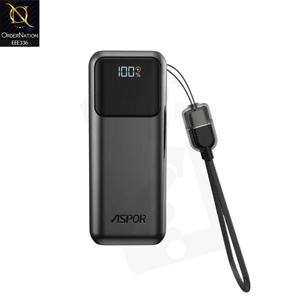 Aspor A353 10000mAh 22.5W Fast Charging Mini Power Bank - Black