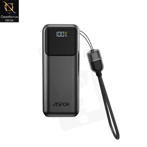 Aspor A353 10000mAh 22.5W Fast Charging Mini Power Bank - Black