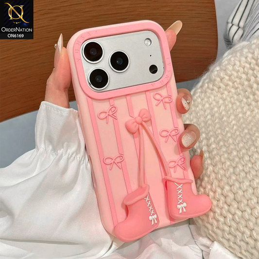 iPhone 18 Pro Cover - Pink - New Soft Silicon 3D Cartoon Silicone Phone Case with Hanging Charm