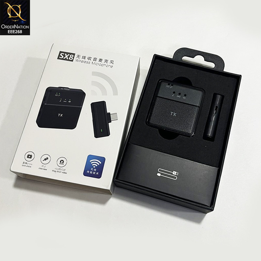 SX8 Type-C Lavalier Wireless Microphone, Noise Reduction  - Black