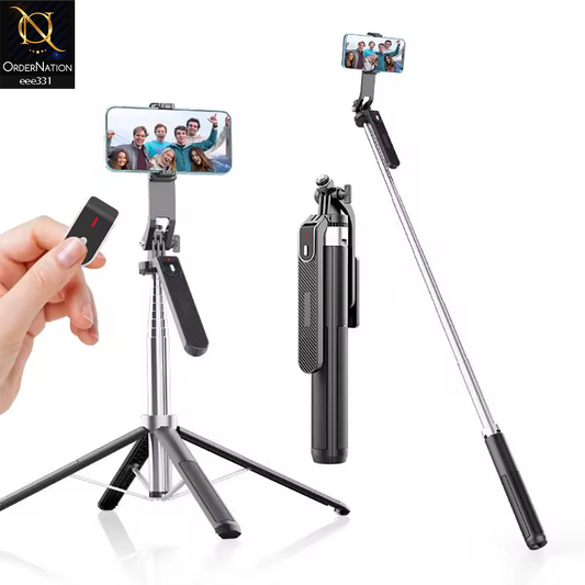 DISXG P180 Mini Selfie Stick Tripod Phone Tripod Stand 360 Degree Rotating Remote Control Selfie Sticks Live Stand - Black