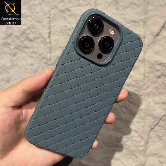 iPhone 13 Pro Max Cover - Slate Gray - New Woven Design Leather Feel Soft TPU Case