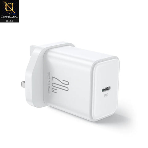 JOYROOM JR-TCF06 Flash Series PD 20W Single Port Charger White (UK PIN) - White