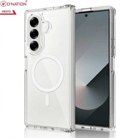Samsung Galaxy Z Fold 7 Cover - Transparent - ONation Crystal Series - Premium Quality Clear Case No Yellowing Back With Magnetic Wireless Charging Shockproof Cushions