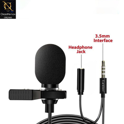 Earldom E38 Mini Microphone 3.5mm Female & With Clip - Black