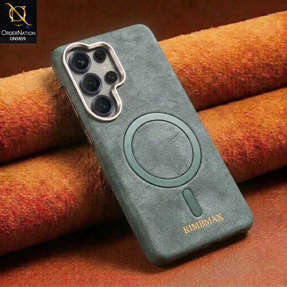 Samsung Galaxy S26 Ultra Cover -  Green - New Luxury Matte Leather RIMBMAX Magnetic Wireless Charging Soft Case
