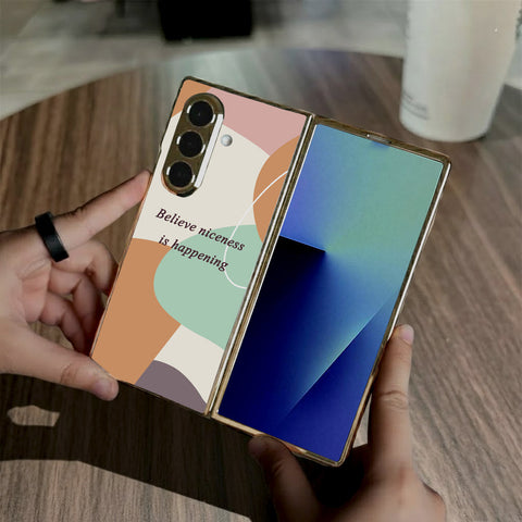 Samsung Galaxy Z Fold 7 - Happy Series - HQ Premium Shine Durable Golden Electroplate Case
