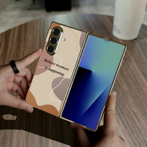 Samsung Galaxy Z Fold 7 - Happy Series - HQ Premium Shine Durable Golden Electroplate Case