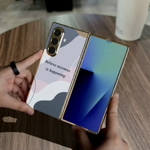 Samsung Galaxy Z Fold 7 - Happy Series - HQ Premium Shine Durable Golden Electroplate Case