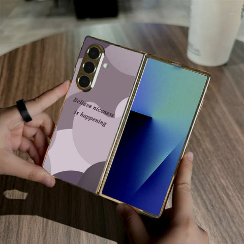 Samsung Galaxy Z Fold 7 - Happy Series - HQ Premium Shine Durable Golden Electroplate Case