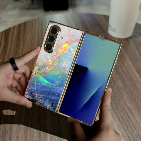 Samsung Galaxy Z Fold 7 - Colorful Marble Series - HQ Premium Shine Durable Golden Electroplate Case