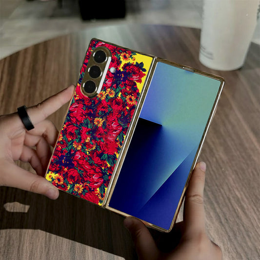 Samsung Galaxy Z Fold 7 - Floral Series - HQ Premium Shine Durable Golden Electroplate Case