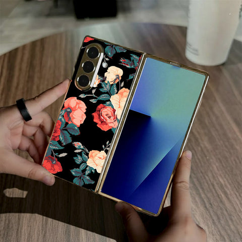 Samsung Galaxy Z Fold 7 - Floral Series 2 - HQ Premium Shine Durable Golden Electroplate Case