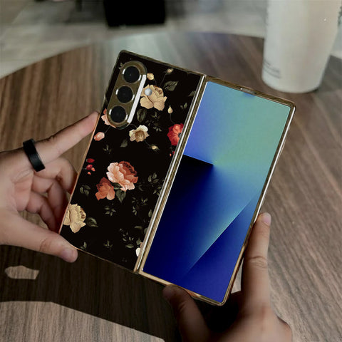 Samsung Galaxy Z Fold 7 - Floral Series 2 - HQ Premium Shine Durable Golden Electroplate Case