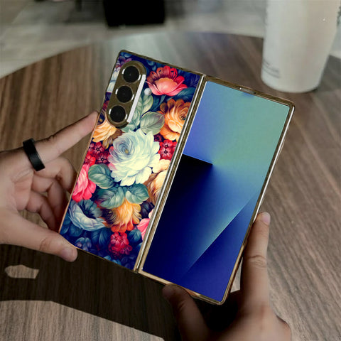 Samsung Galaxy Z Fold 7 - Floral Series 2 - HQ Premium Shine Durable Golden Electroplate Case