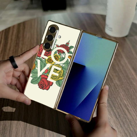 Samsung Galaxy Z Fold 7 - Floral Series 2 - HQ Premium Shine Durable Golden Electroplate Case