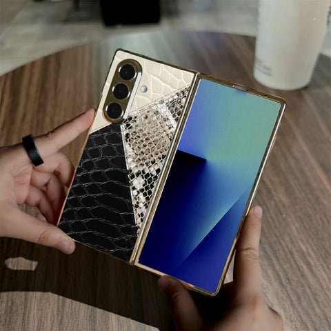 Samsung Galaxy Z Fold 7 - Printed Skins Series - HQ Premium Shine Durable Golden Electroplate Case