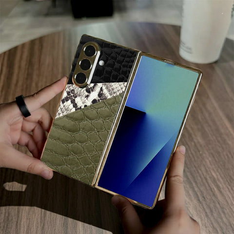 Samsung Galaxy Z Fold 7 - Printed Skins Series - HQ Premium Shine Durable Golden Electroplate Case
