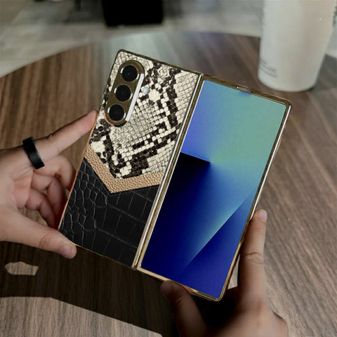 Samsung Galaxy Z Fold 7 - Printed Skins Series - HQ Premium Shine Durable Golden Electroplate Case