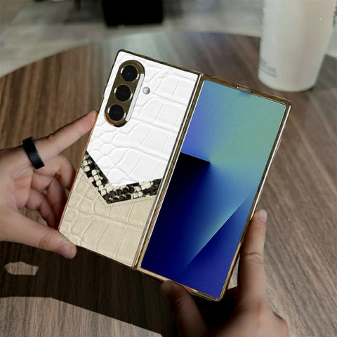 Samsung Galaxy Z Fold 7 - Printed Skins Series - HQ Premium Shine Durable Golden Electroplate Case