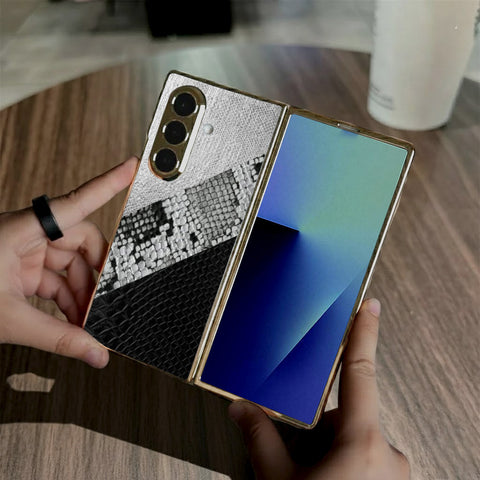 Samsung Galaxy Z Fold 7 - Printed Skins Series - HQ Premium Shine Durable Golden Electroplate Case