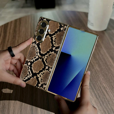 Samsung Galaxy Z Fold 7 - Printed Skins Series - HQ Premium Shine Durable Golden Electroplate Case