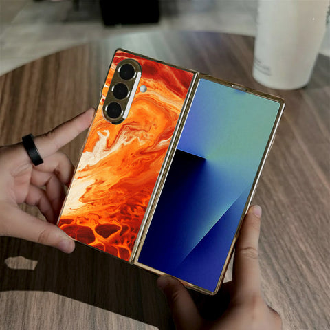 Samsung Galaxy Z Fold 7 - Mystic Marble Series - HQ Premium Shine Durable Golden Electroplate Case