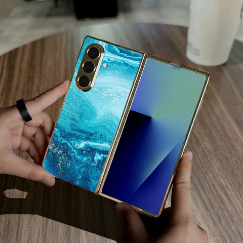 Samsung Galaxy Z Fold 7 - Mystic Marble Series - HQ Premium Shine Durable Golden Electroplate Case