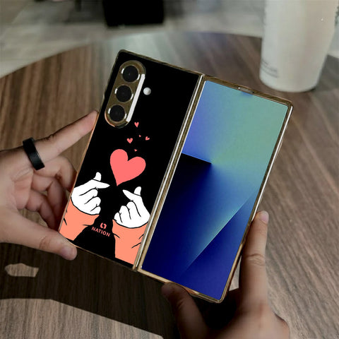 Samsung Galaxy Z Fold 7 - Onation Heart Series - HQ Premium Shine Durable Golden Electroplate Case