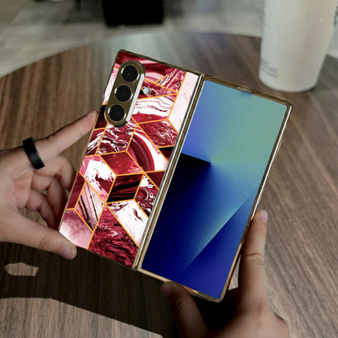 Samsung Galaxy Z Fold 7 - O'Nation Shades of Marble Series - HQ Premium Shine Durable Golden Electroplate Case