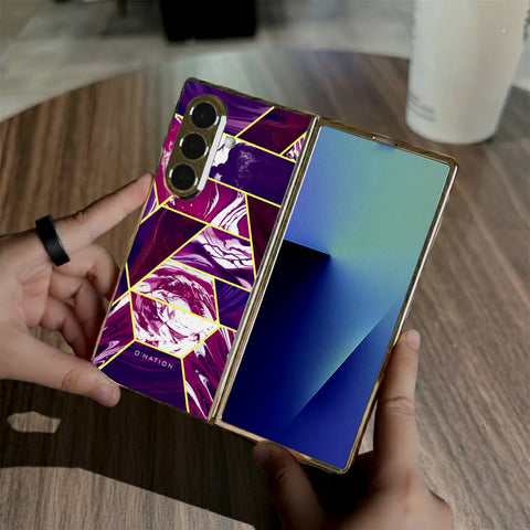 Samsung Galaxy Z Fold 7 - O'Nation Shades of Marble Series - HQ Premium Shine Durable Golden Electroplate Case
