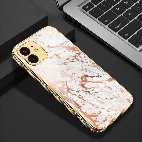 iPhone 12 Cover - White Marble Series 2 - Premium Electroplated Shutterproof Case Soft Silicon Borders Case