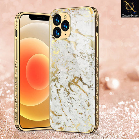 iPhone 13 Pro Cover - White Marble Series - Premium Electroplated Shutterproof Case Soft Silicon Borders Case