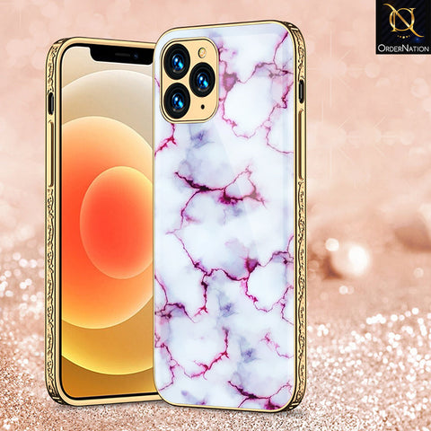 iPhone 13 Pro Max Cover - White Marble Series - Premium Electroplated Shutterproof Case Soft Silicon Borders Case