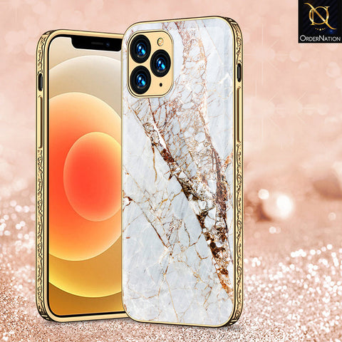 iPhone 13 Pro Max Cover - White Marble Series - Premium Electroplated Shutterproof Case Soft Silicon Borders Case