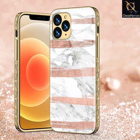 iPhone 13 Pro Cover - White Marble Series - Premium Electroplated Shutterproof Case Soft Silicon Borders Case