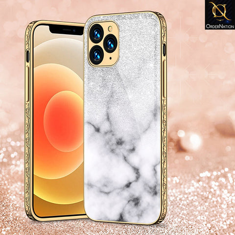 iPhone 13 Pro Max Cover - White Marble Series - Premium Electroplated Shutterproof Case Soft Silicon Borders Case