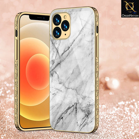 iPhone 13 Pro Max Cover - White Marble Series - Premium Electroplated Shutterproof Case Soft Silicon Borders Case