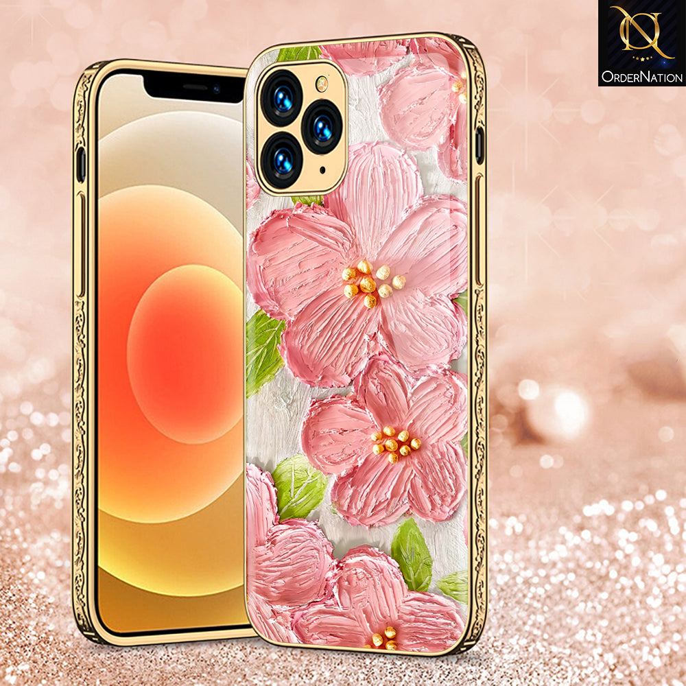 iPhone 11 Pro Cover - Floral Series - Premium Electroplated Shutterproof Case Soft Silicon Borders Case