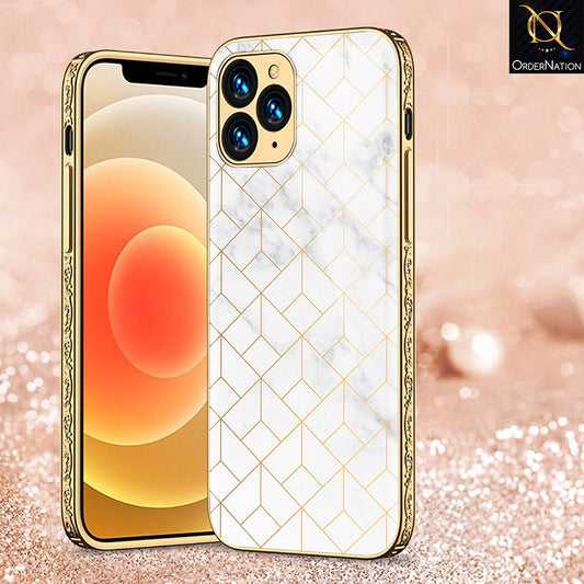 iPhone 13 Pro Max Cover - White Marble Series 2 - Premium Electroplated Shutterproof Case Soft Silicon Borders Case