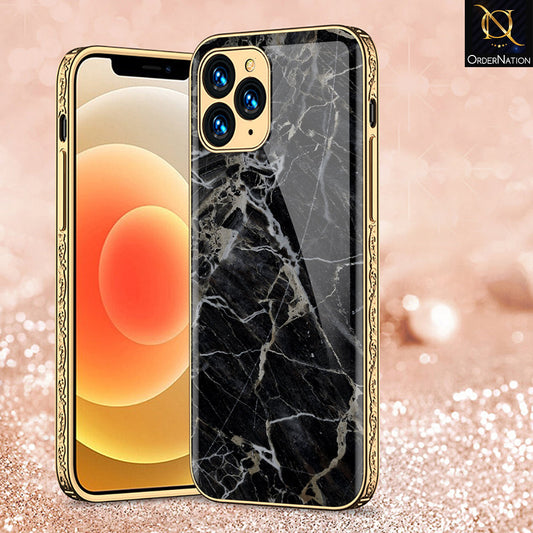 iPhone 13 Pro Max Cover - Black Marble Series - Premium Electroplated Shutterproof Case Soft Silicon Borders Case