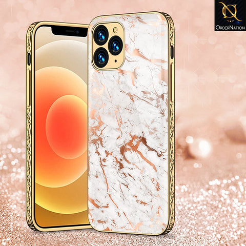 iPhone 13 Pro Cover - White Marble Series 2 - Premium Electroplated Shutterproof Case Soft Silicon Borders Case