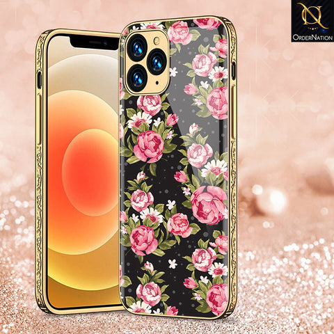 iPhone 13 Pro Max Cover - Floral Series - Premium Electroplated Shutterproof Case Soft Silicon Borders Case