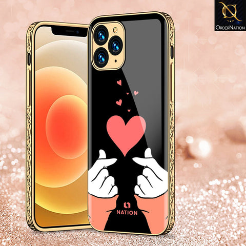 iPhone 13 Pro Max Cover - Onation Heart Series - Premium Electroplated Shutterproof Case Soft Silicon Borders Case