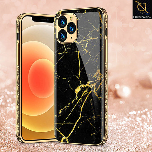 iPhone 13 Pro Max Cover - Black Marble Series - Premium Electroplated Shutterproof Case Soft Silicon Borders Case (Fast Delivery)