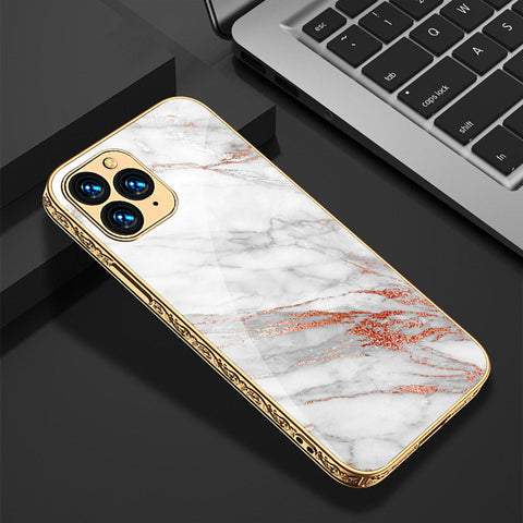 iPhone 13 Pro Cover - White Marble Series - Premium Electroplated Shutterproof Case Soft Silicon Borders Case