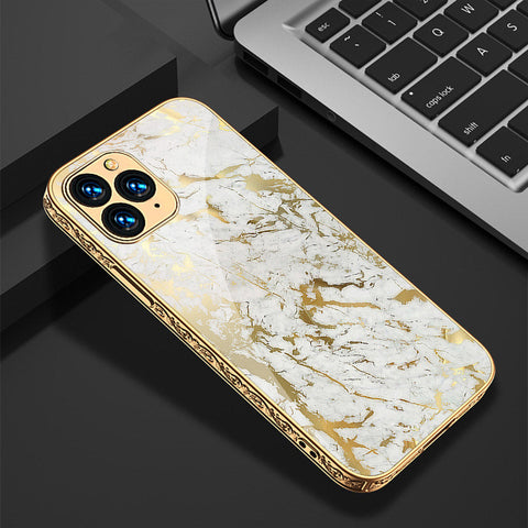iPhone 13 Pro Cover - White Marble Series - Premium Electroplated Shutterproof Case Soft Silicon Borders Case