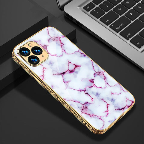 iPhone 13 Pro Cover - White Marble Series - Premium Electroplated Shutterproof Case Soft Silicon Borders Case
